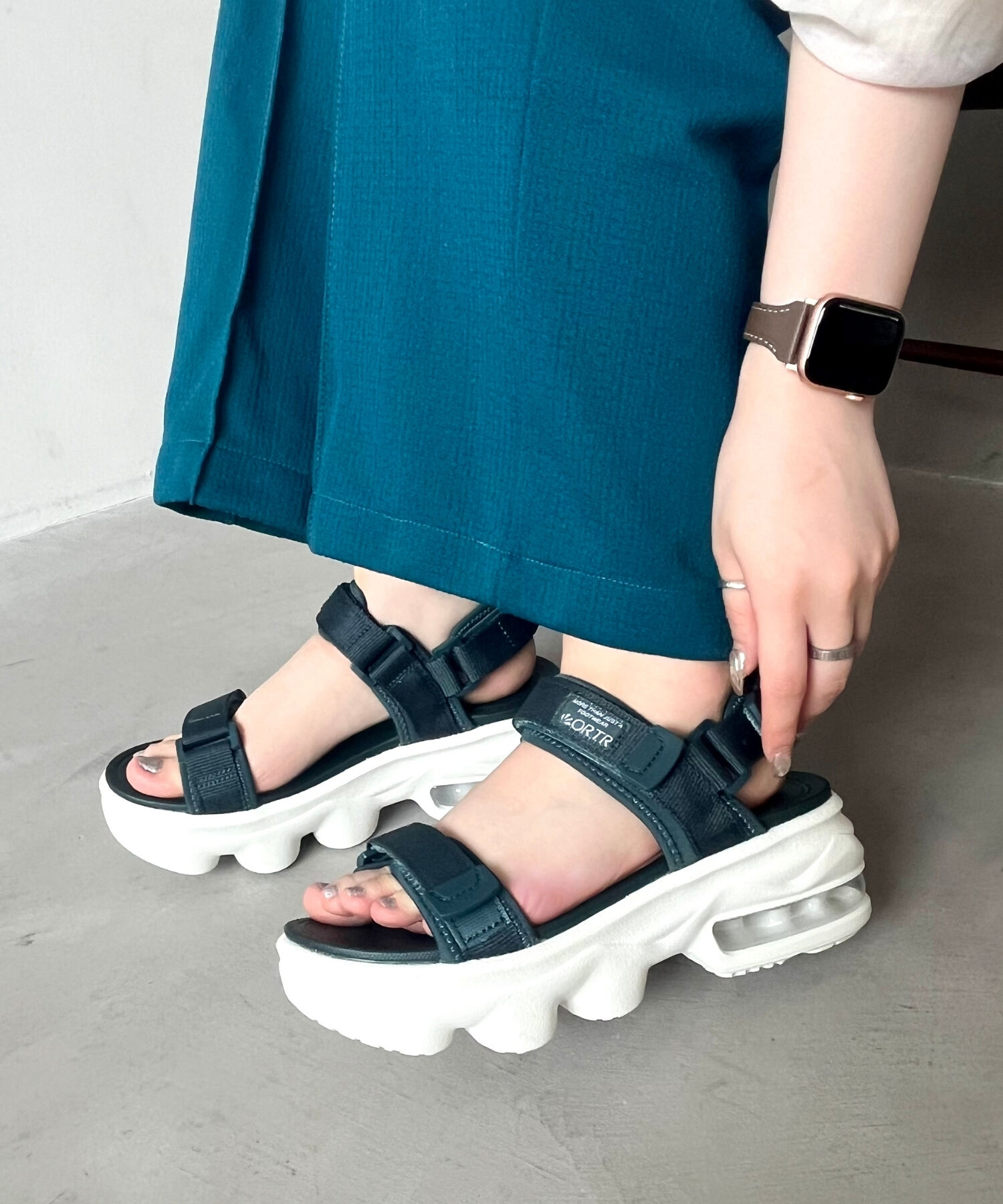 ORiental TRaffic「【アウトレット価格】ボリュームソールダブルベルトサンダル/OT3216 サンダル 人気 トレンド 売れてる」|サンダル|GREEN