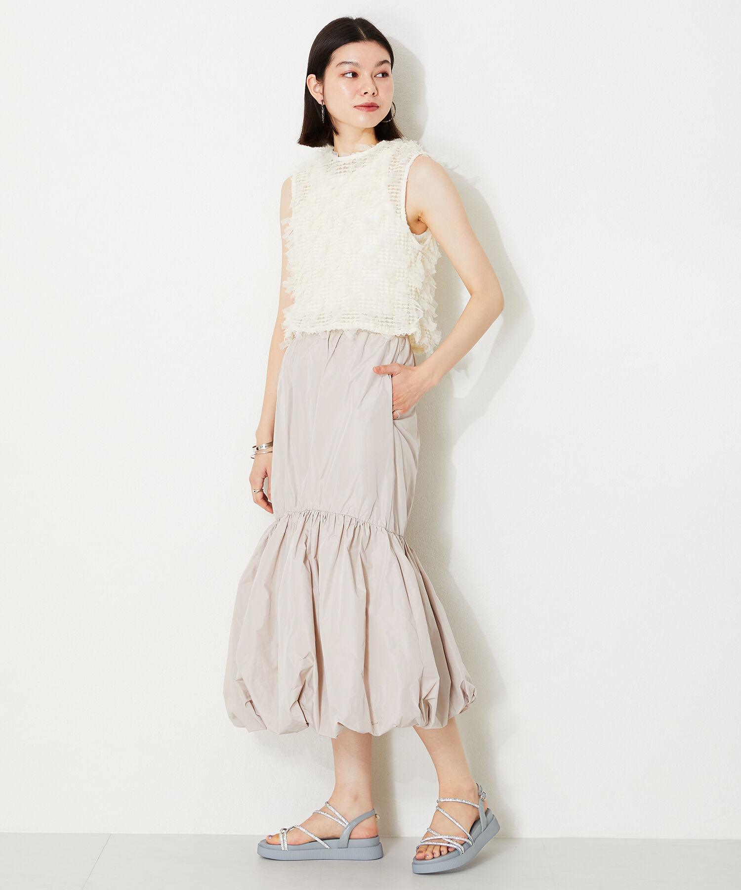 ORiental TRaffic「【追加】ラインストーンストラップサンダル/41217 サンダル 人気 トレンド 売れてる ラインストーン」|サンダル|