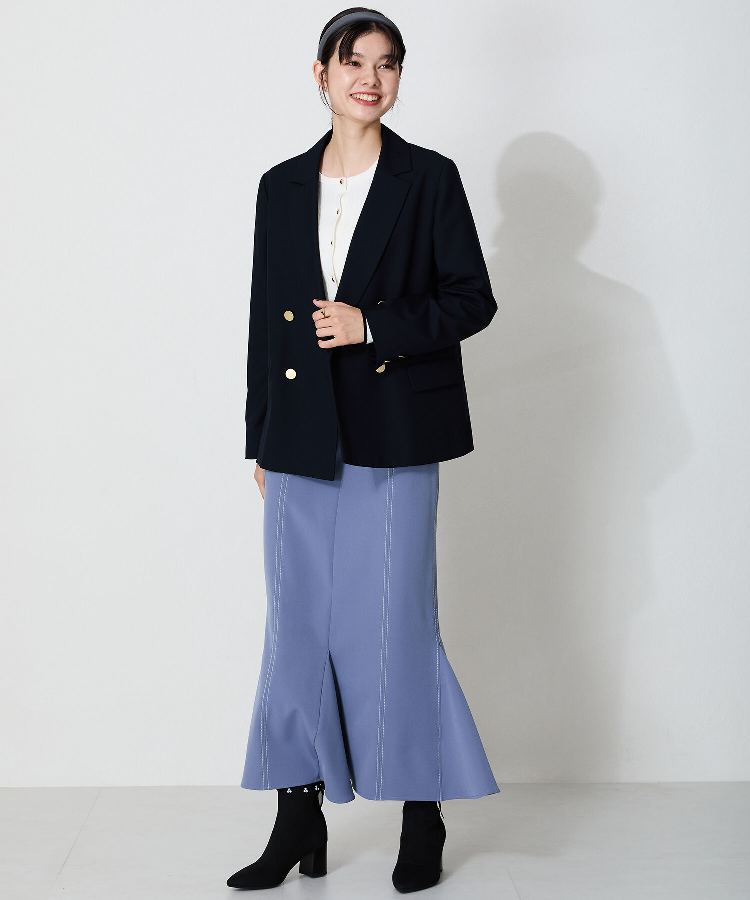 ORiental TRaffic「チュールリボン&times;パール ニットブーツ /41429」|ショートブーツ|