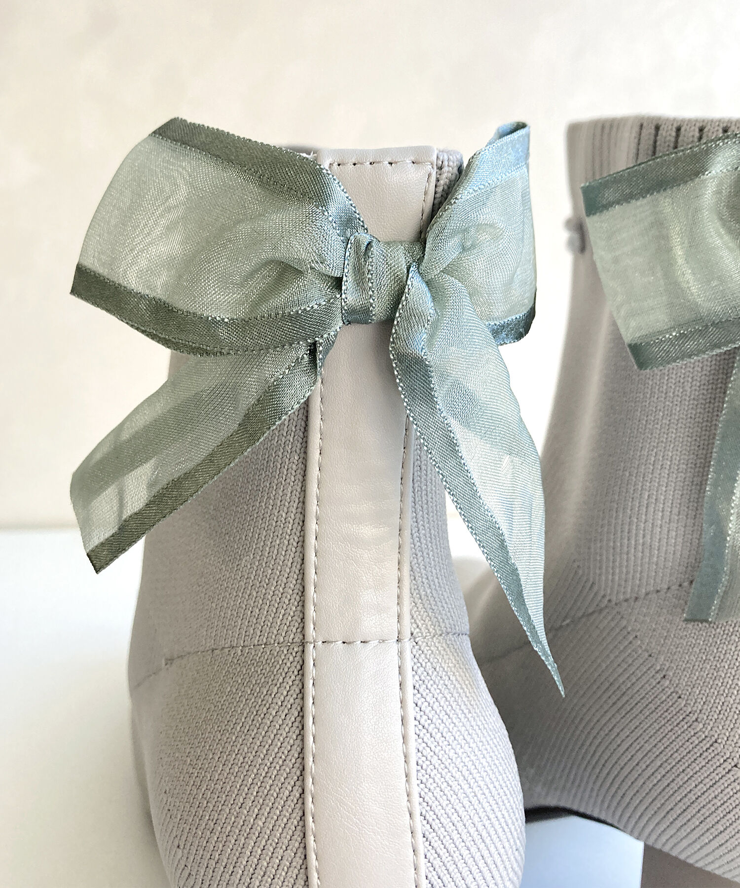 ORiental TRaffic「チュールリボン&times;パール ニットブーツ /41429」|ショートブーツ|