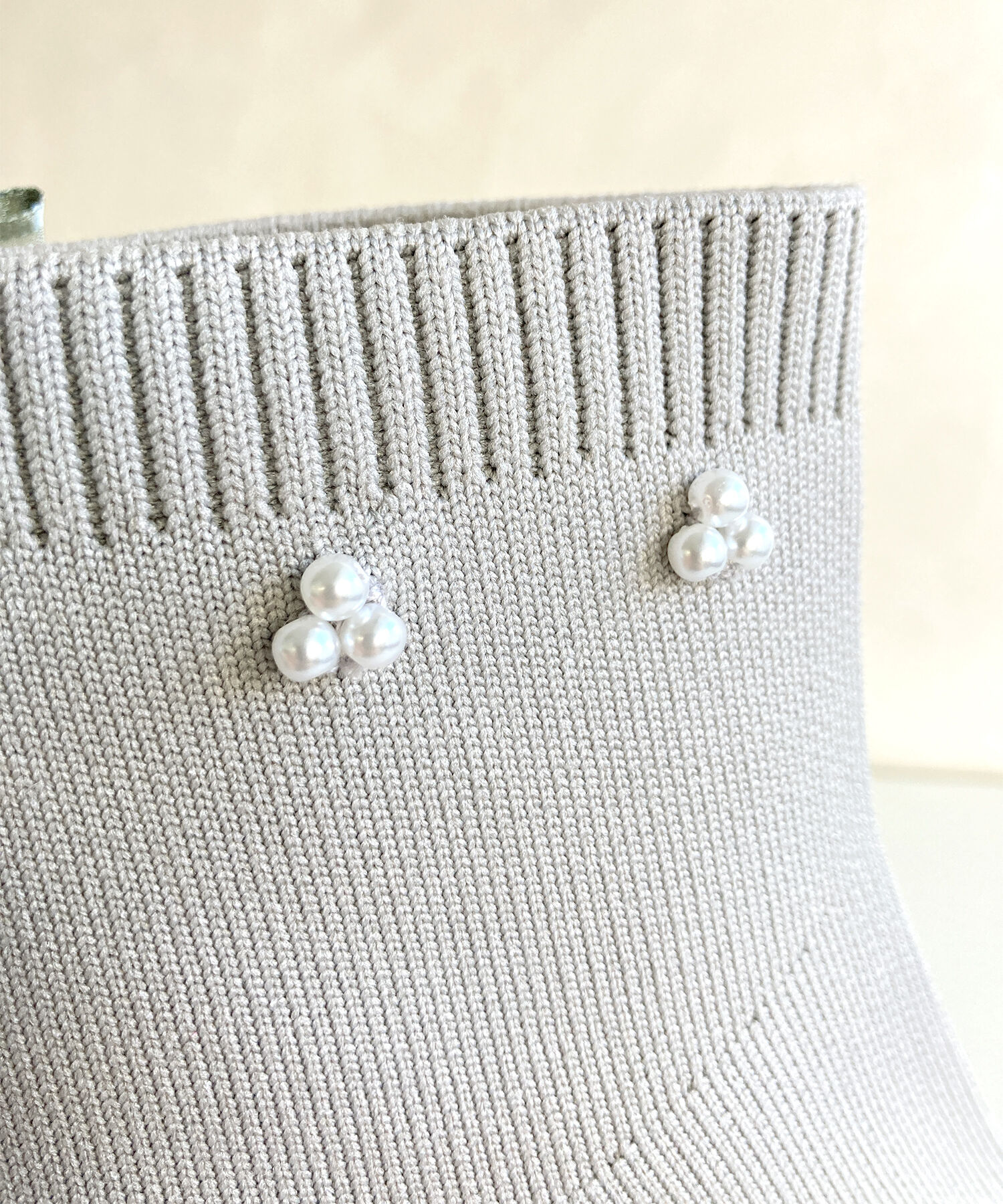 ORiental TRaffic「チュールリボン&times;パール ニットブーツ /41429」|ショートブーツ|