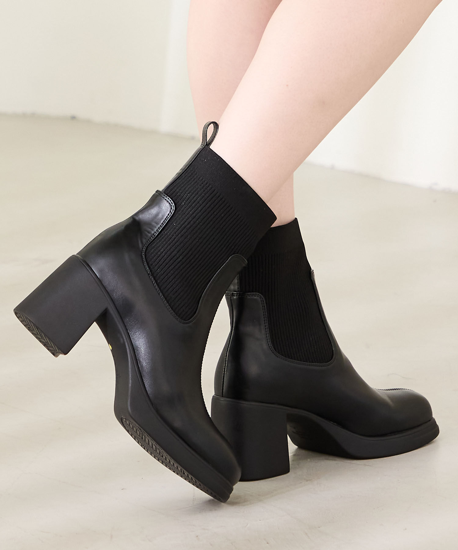 ORiental TRaffic「ニットドッキングヒールショートブーツ/51407」|ショートブーツ|