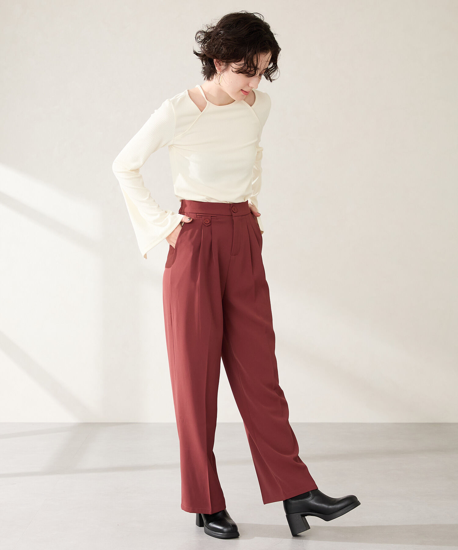 ORiental TRaffic「ニットドッキングヒールショートブーツ/51407」|ショートブーツ|