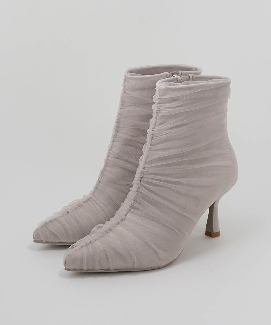  「チュールギャザーショートブーツ」|ショートブーツ|