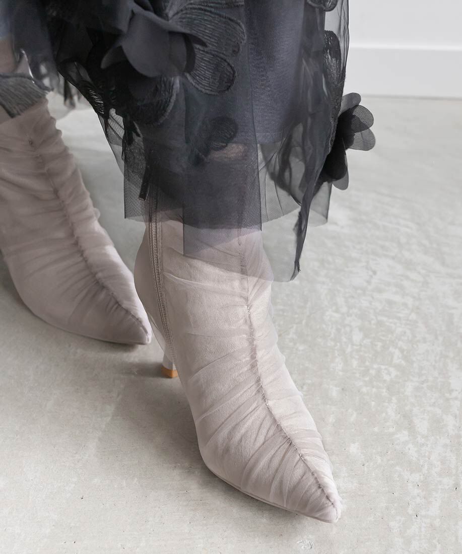  「チュールギャザーショートブーツ」|ショートブーツ|