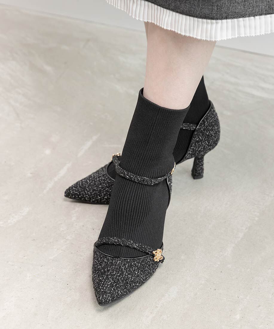  「パンプスライクニットドッキングブーツ」|ショートブーツ|