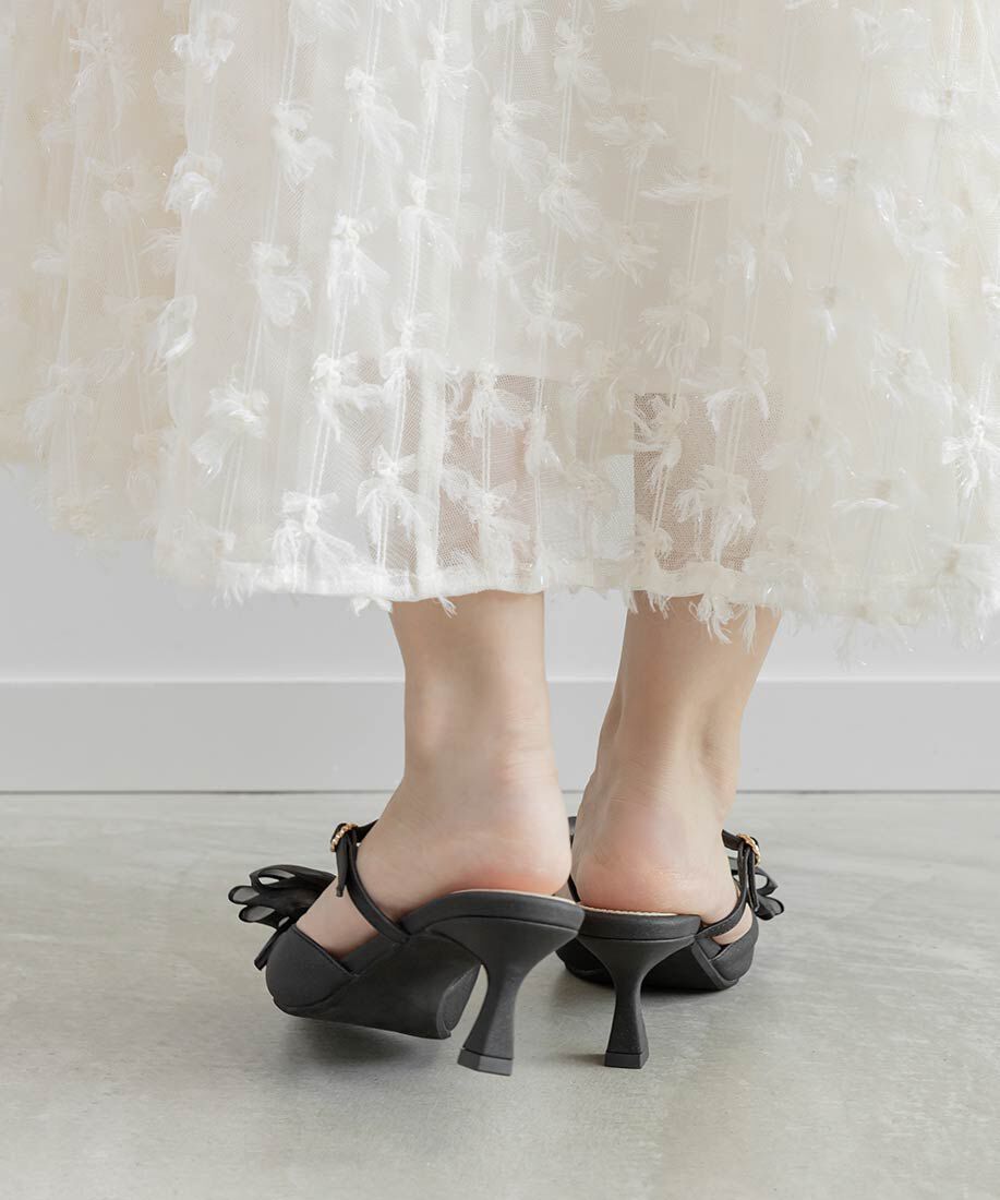  「2WAY シアーリボンミュールパンプス」|パンプス|