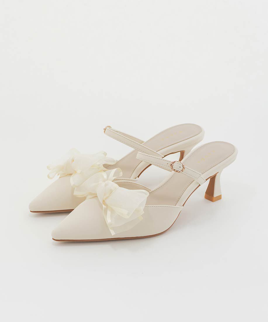  「2WAY シアーリボンミュールパンプス」|パンプス|