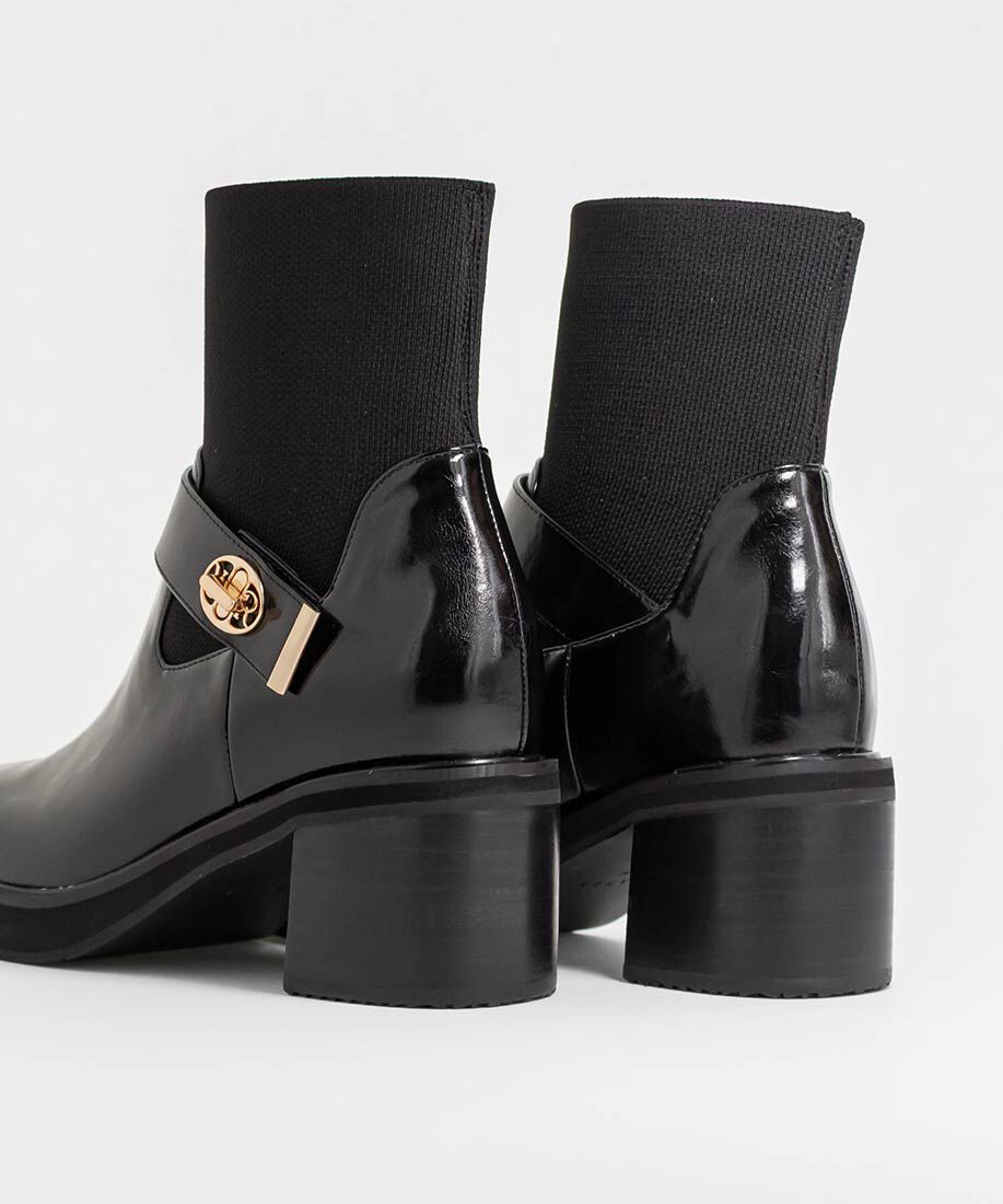  「レザーライクニットドッキングブーツ」|ショートブーツ|