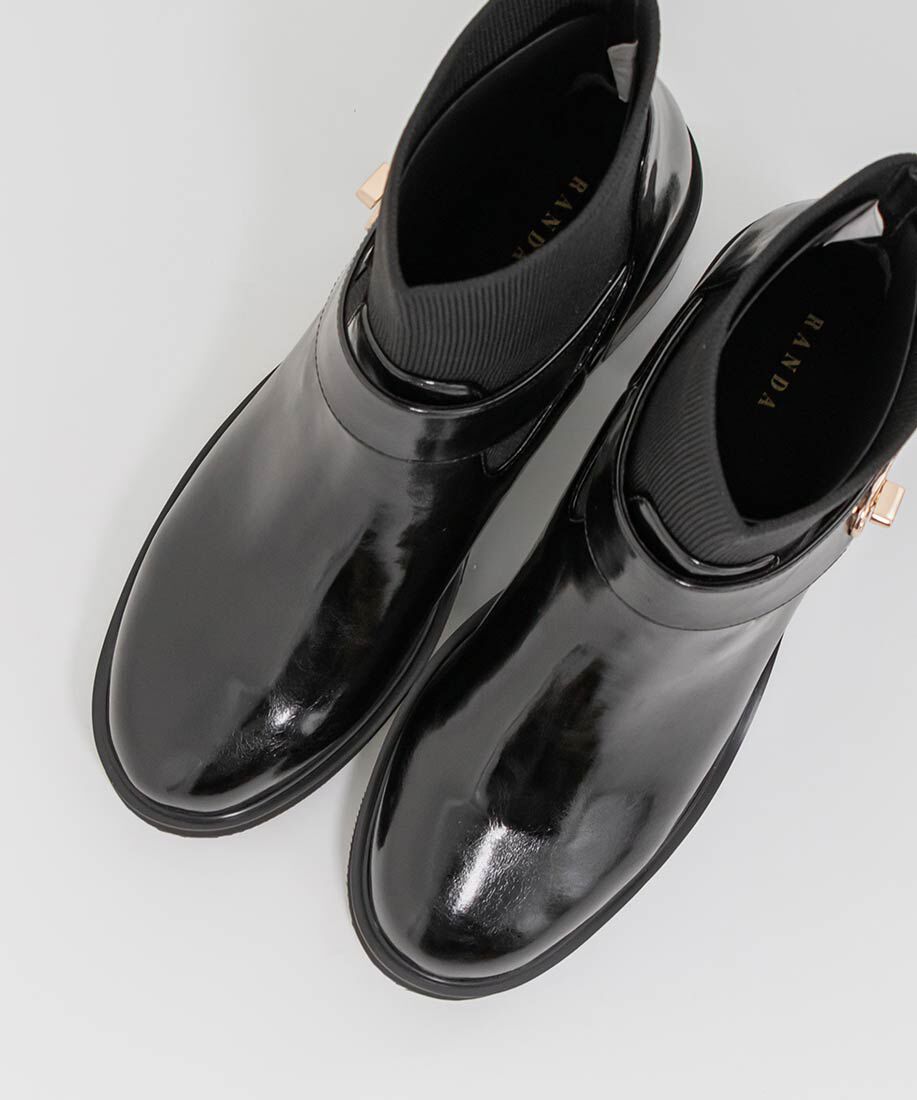  「レザーライクニットドッキングブーツ」|ショートブーツ|