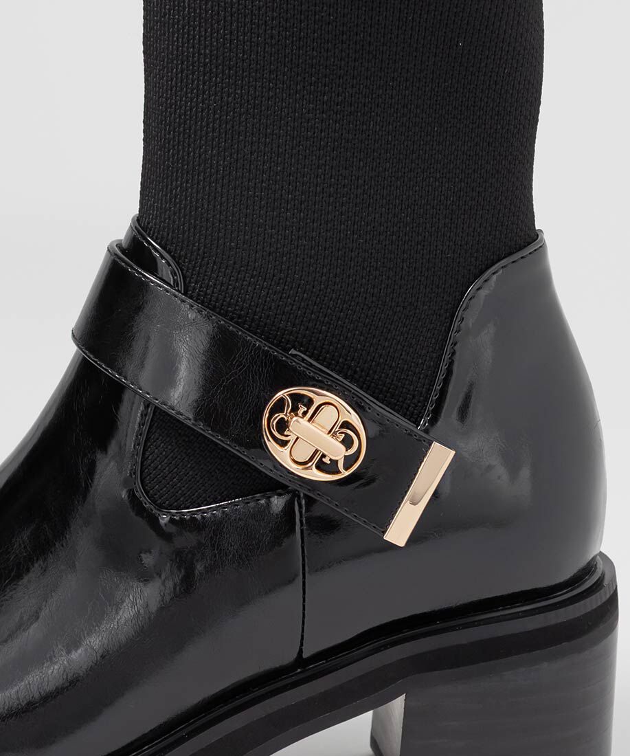  「レザーライクニットドッキングブーツ」|ショートブーツ|