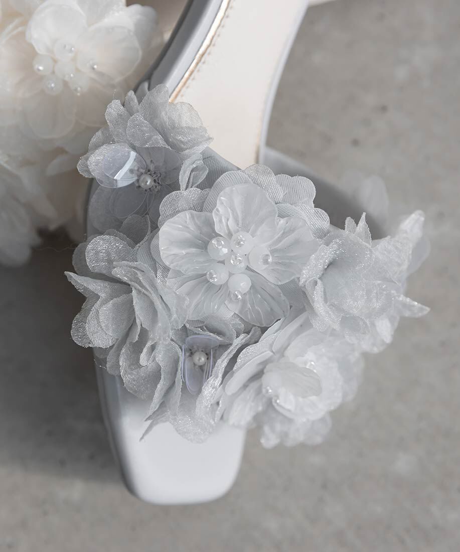  「シフォンフラワーミュールサンダル」|パンプス|