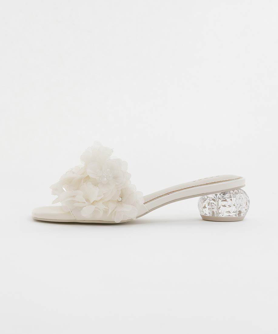  「シフォンフラワーミュールサンダル」|パンプス|