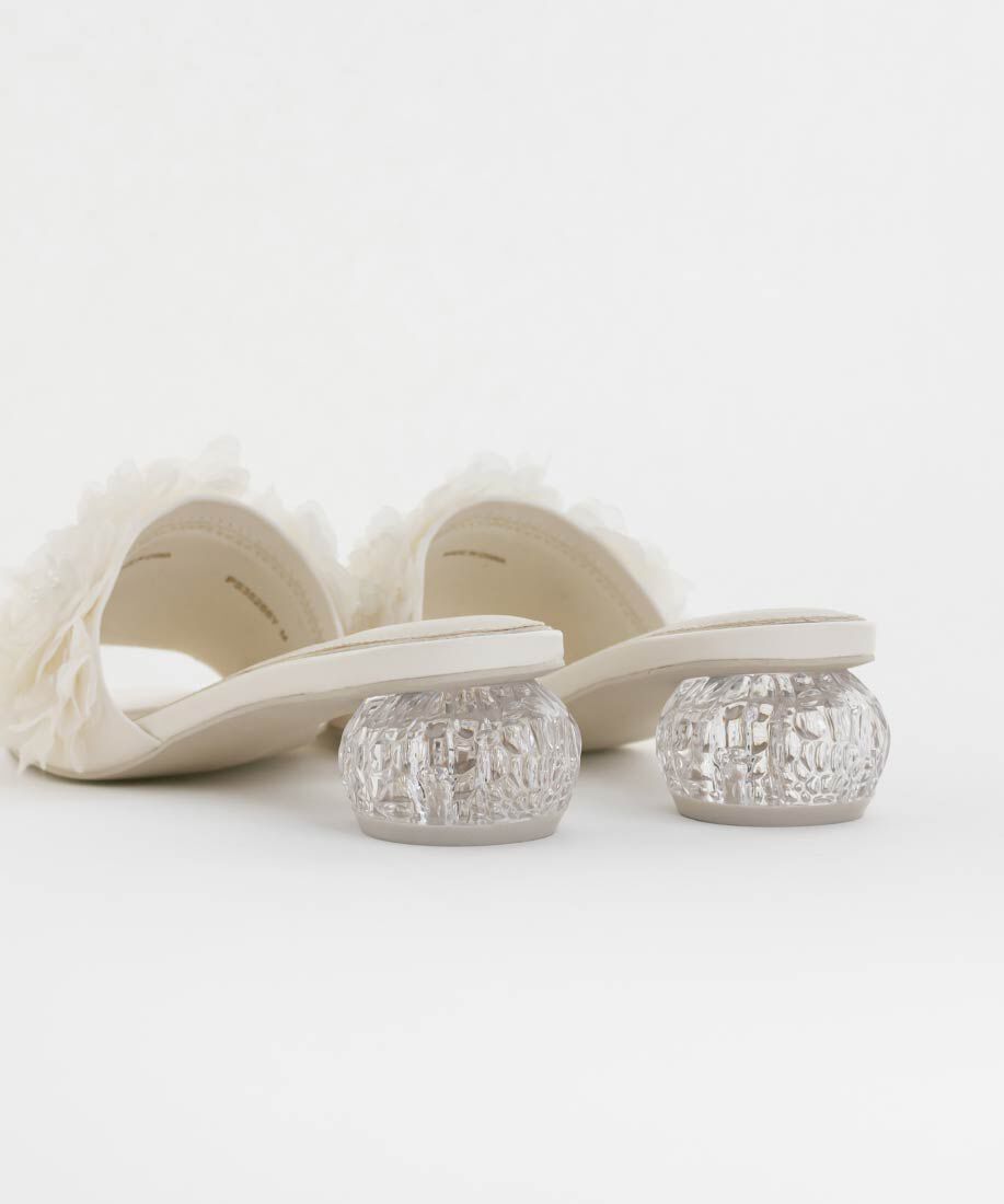  「シフォンフラワーミュールサンダル」|パンプス|