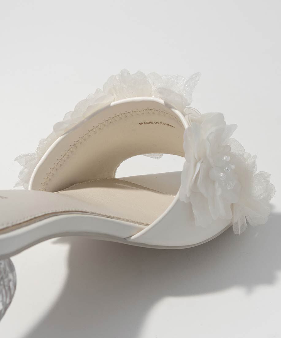  「シフォンフラワーミュールサンダル」|パンプス|