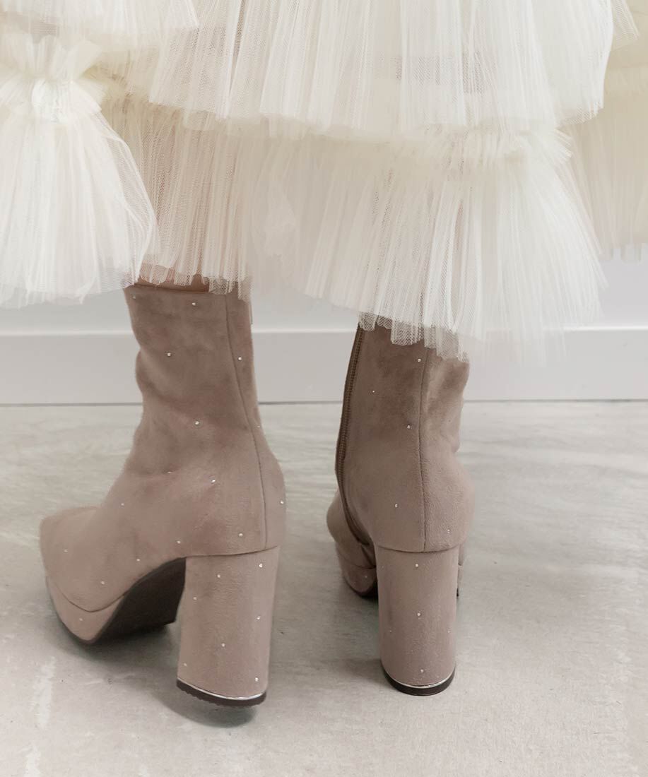  「ストーンデザインストレッチショートブーツ」|ショートブーツ|