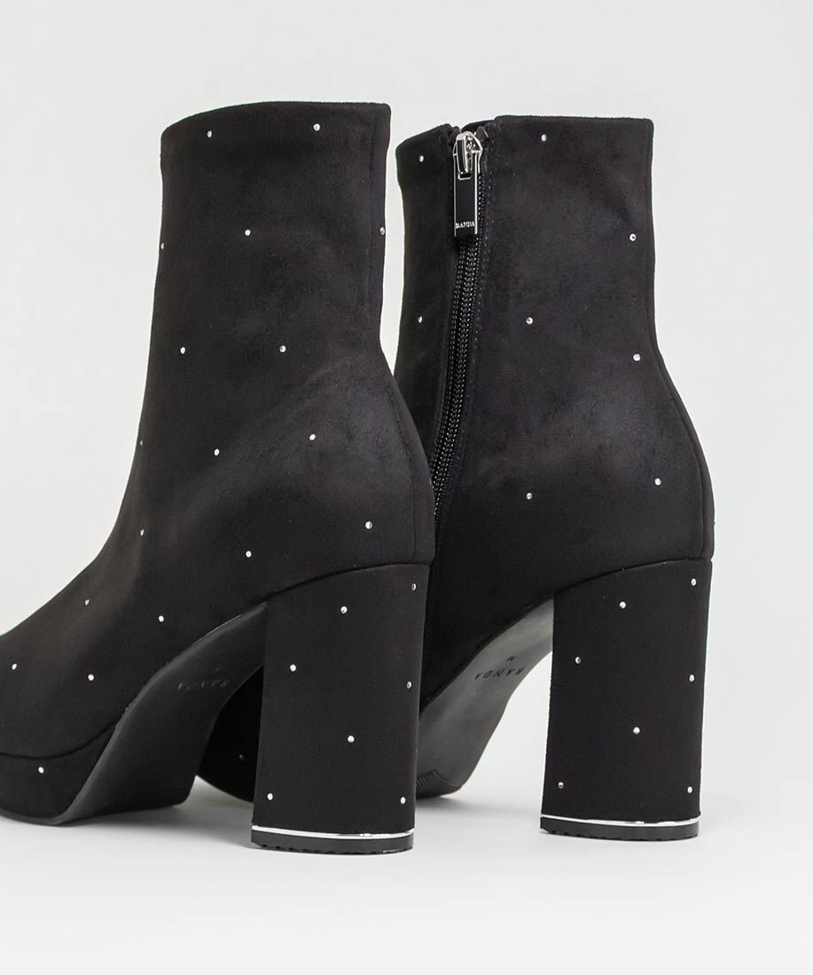  「ストーンデザインストレッチショートブーツ」|ショートブーツ|