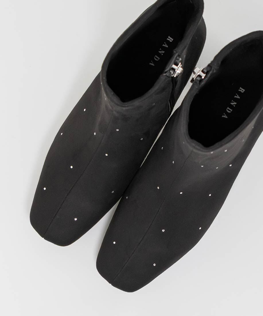  「ストーンデザインストレッチショートブーツ」|ショートブーツ|