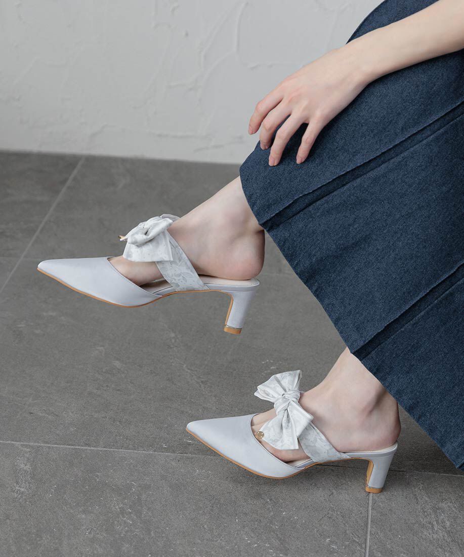  「スカーフリボンミュールパンプス」|パンプス|