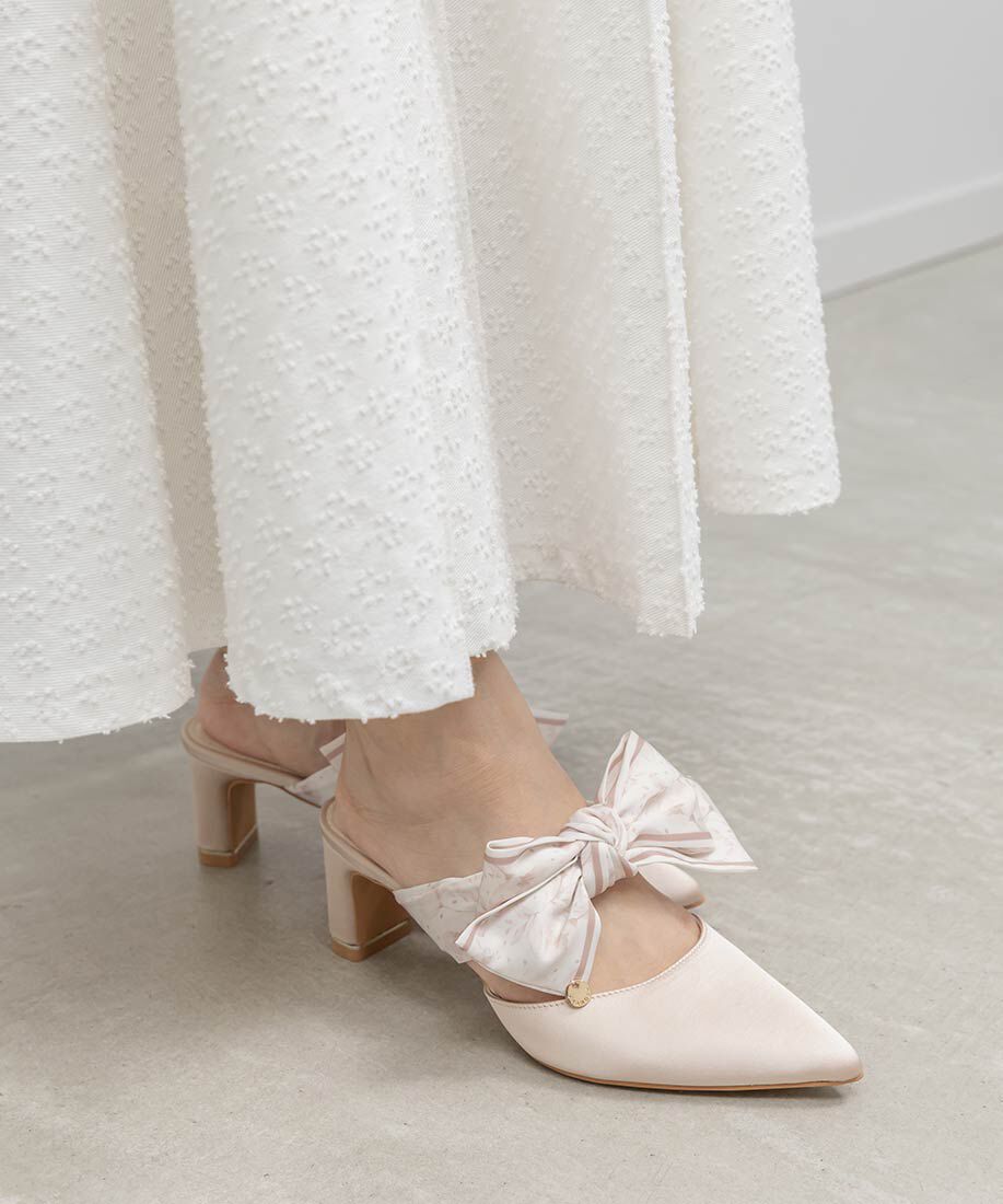  「スカーフリボンミュールパンプス」|パンプス|