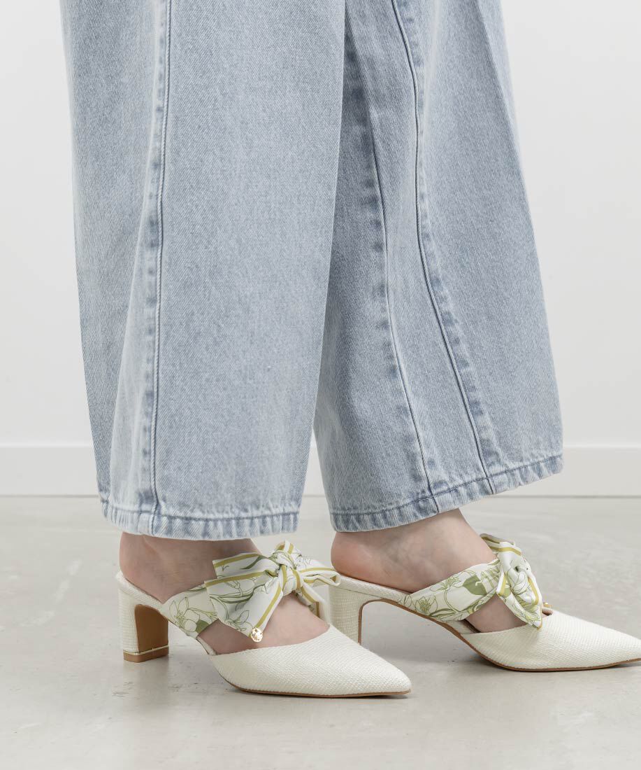  「スカーフリボンミュールパンプス」|パンプス|