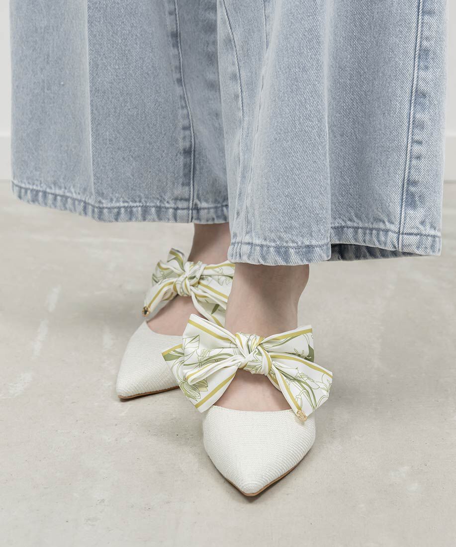  「スカーフリボンミュールパンプス」|パンプス|