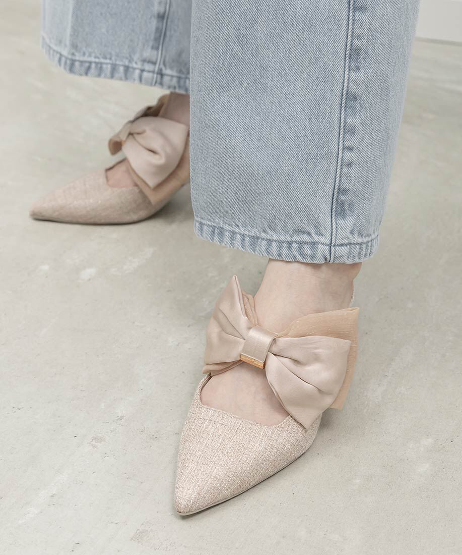 「ビッグリボンミュールパンプス」|パンプス|ピンク