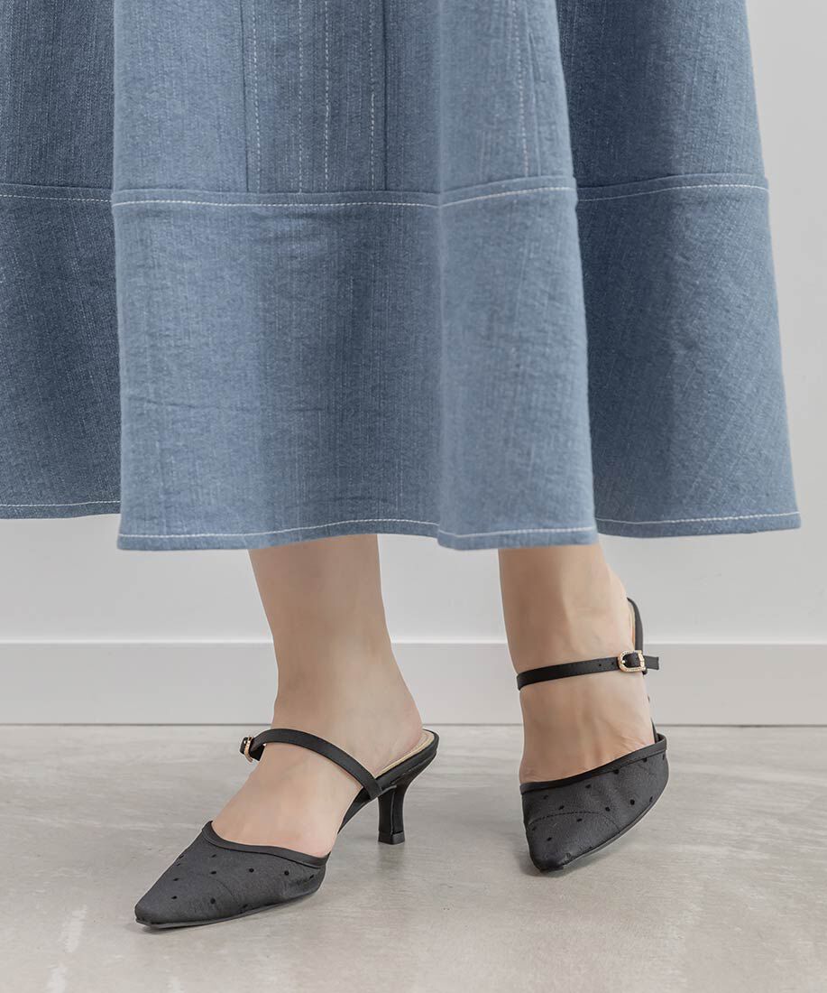  「ビジューバックルシアーミュールパンプス」|パンプス|