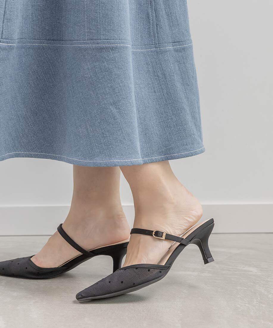  「ビジューバックルシアーミュールパンプス」|パンプス|