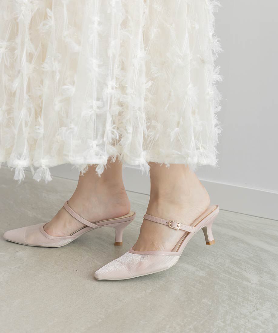  「ビジューバックルシアーミュールパンプス」|パンプス|