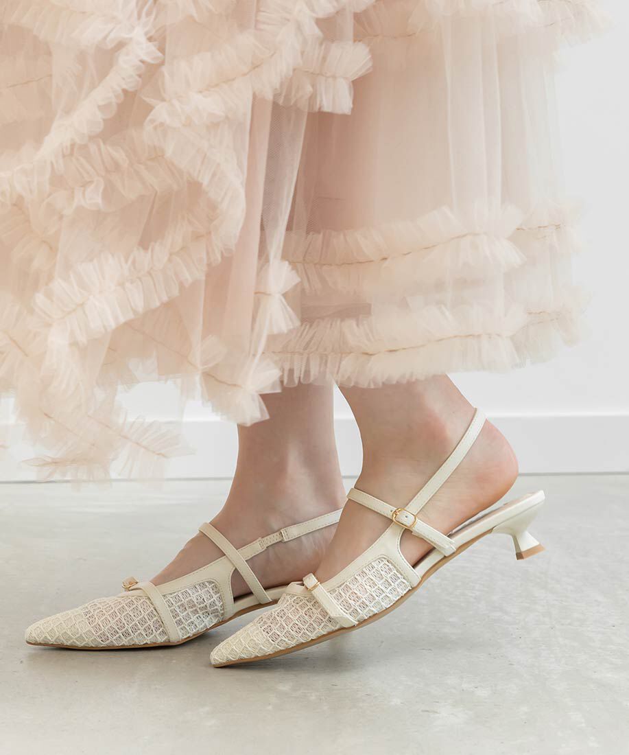  「シアーチェックバックストラップパンプス」|パンプス|