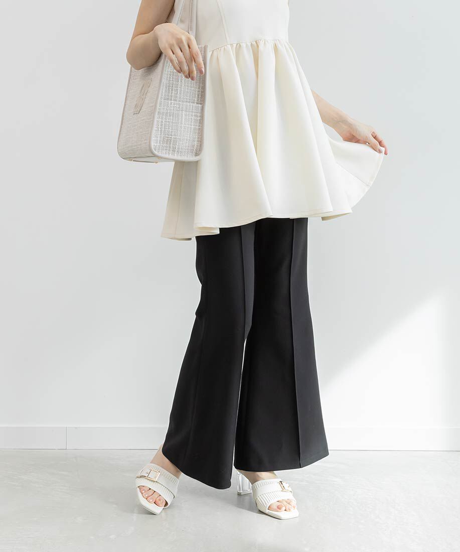  「【SUSTAINABLE】ベルトデザインニットミュールサンダル」|パンプス|