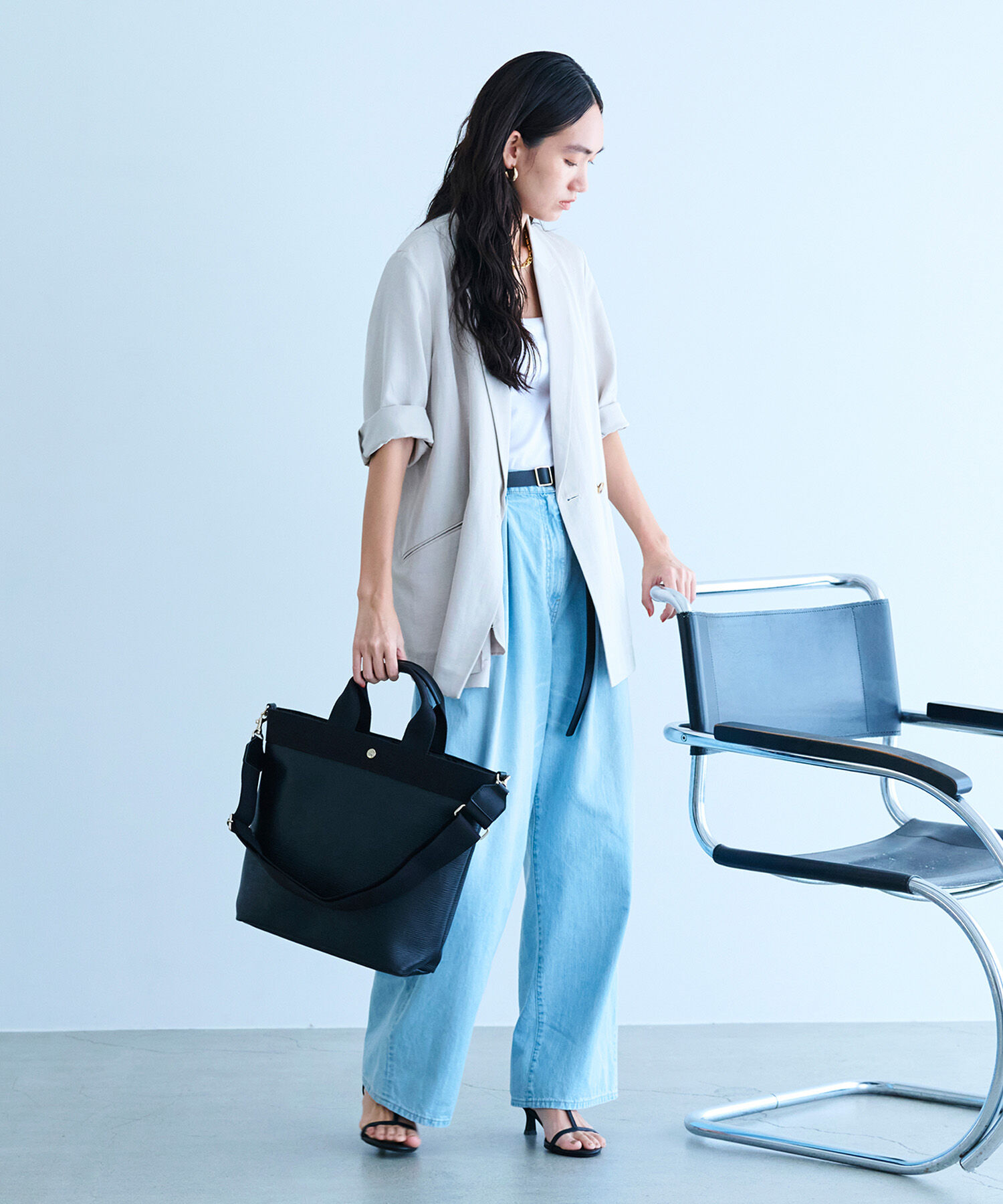 TOPKAPI BREATH「【Breath TOPKAPI】RIPPLE リプル ファスナー付 縦型 2way トートバッグ L」|トートバッグ|