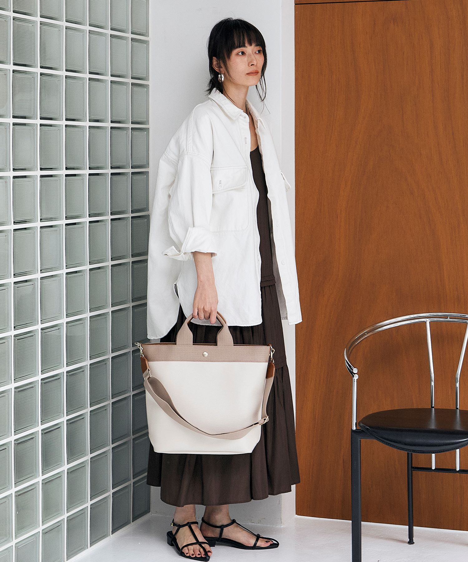 TOPKAPI BREATH「【Breath TOPKAPI】RIPPLE リプル ファスナー付 縦型 2way トートバッグ L」|トートバッグ|