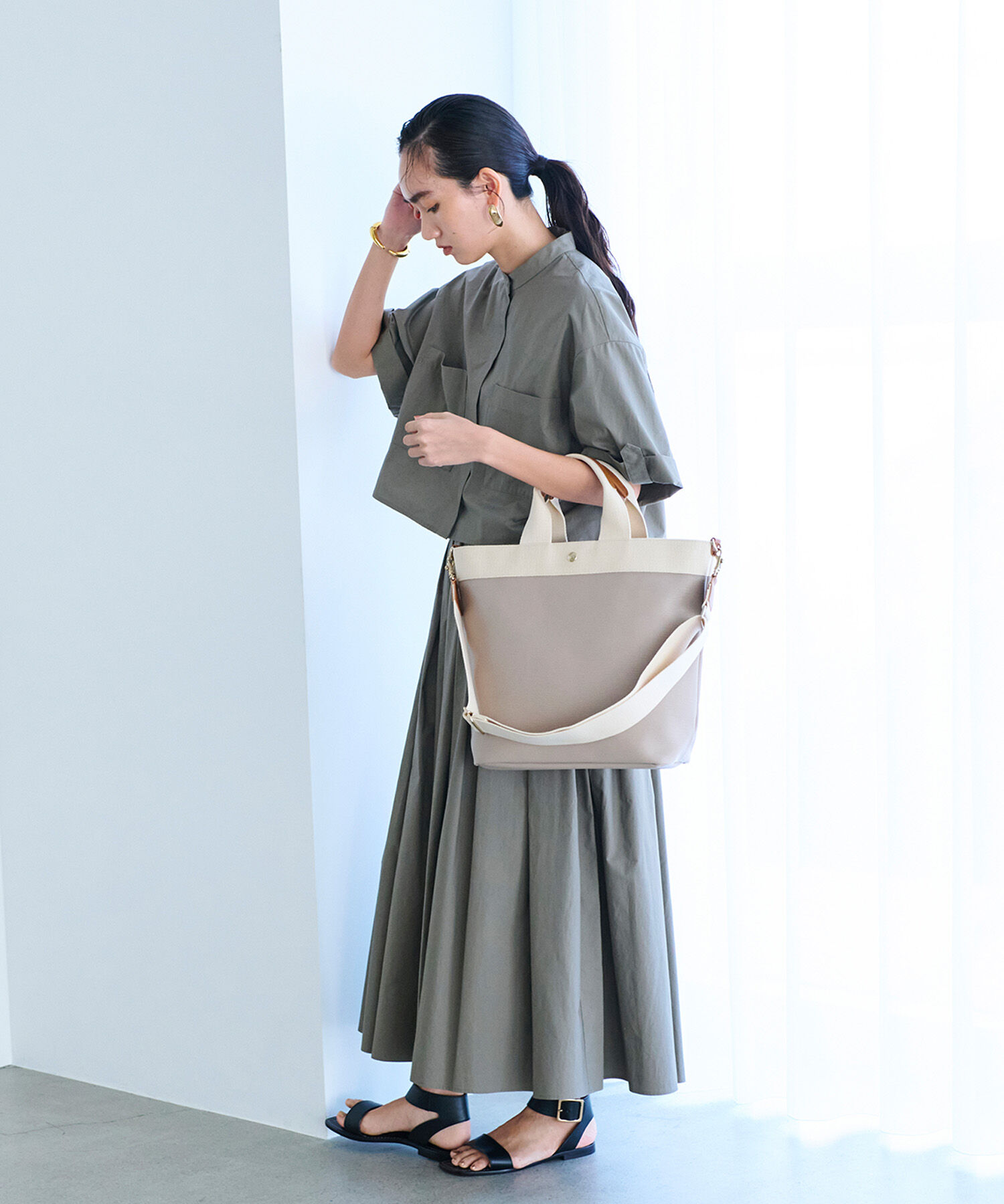 TOPKAPI BREATH「【Breath TOPKAPI】RIPPLE リプル ファスナー付 縦型 2way トートバッグ L」|トートバッグ|