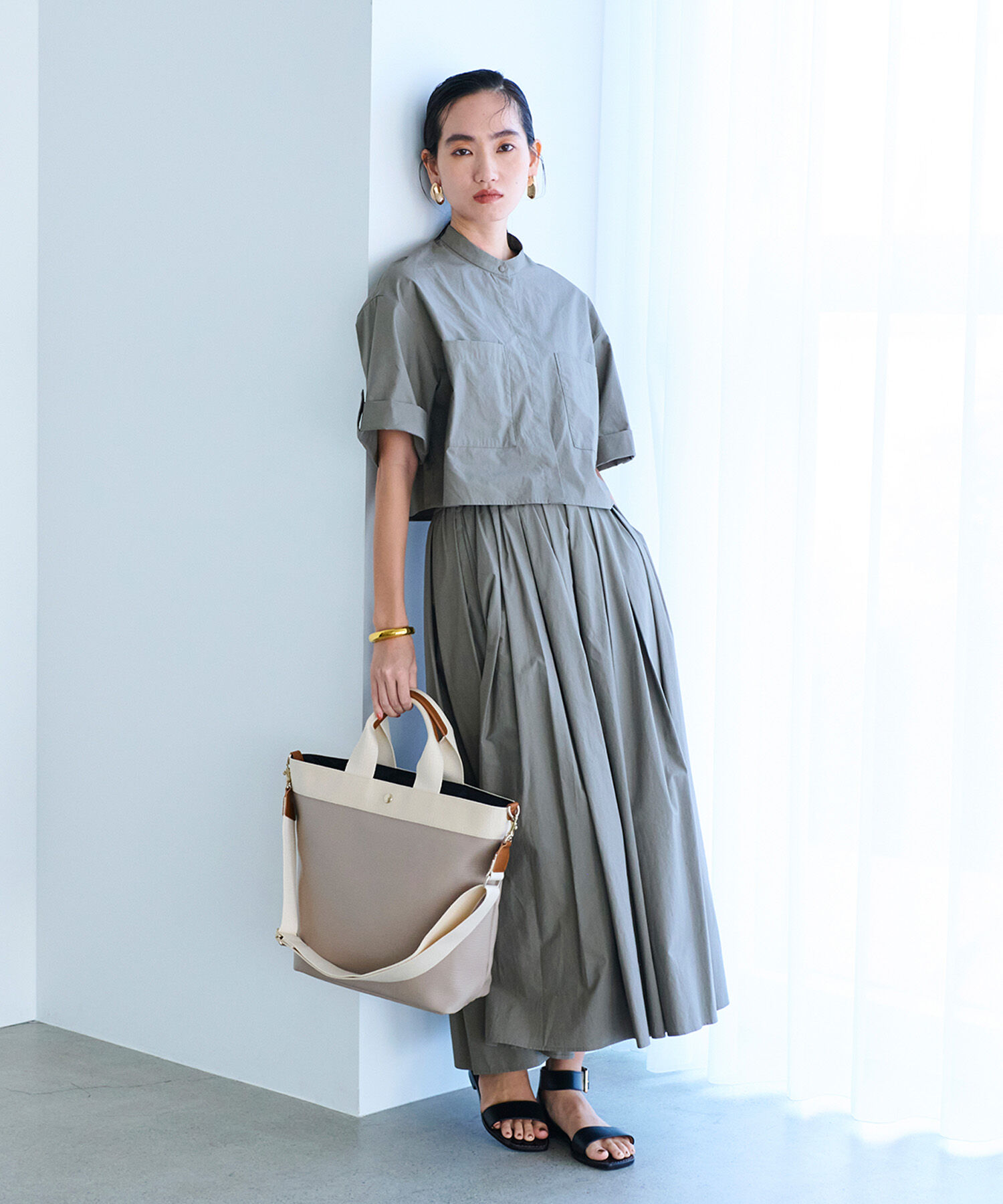 TOPKAPI BREATH「【Breath TOPKAPI】RIPPLE リプル ファスナー付 縦型 2way トートバッグ L」|トートバッグ|