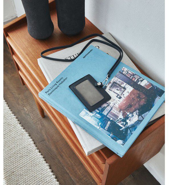 UNITED ARROWS green label relaxing「シボ レザーライク ID ホルダー」|名刺入れ・カードケース|NAVY