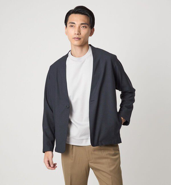 UNITED ARROWS green label relaxing「A+ ウールライク 1B ノーカラージャケット -ウォッシャブル・ストレッチ-」|ノーカラージャケット|