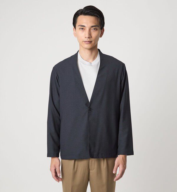 UNITED ARROWS green label relaxing「A+ ウールライク 1B ノーカラージャケット -ウォッシャブル・ストレッチ-」|ノーカラージャケット|