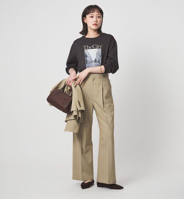 UNITED ARROWS green label relaxing「ラミーブレンド ワイド パンツ」|チノ|