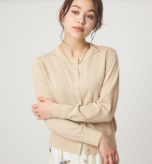 UNITED ARROWS green label relaxing「ラメ クルーネック ニット カーディガン」|カーディガン|