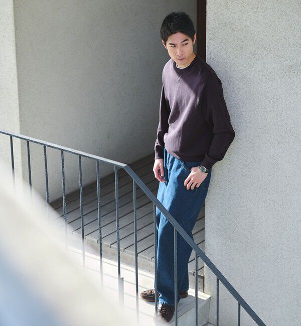 UNITED ARROWS green label relaxing「コットン シルク ミックス インレイ クルーネック ニット」|ニット・セーター|