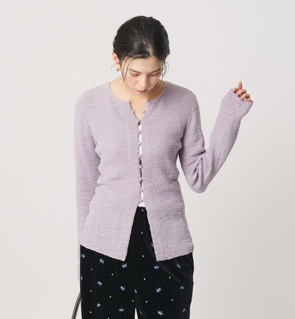 BEAUTY&YOUTH UNITED ARROWS「コットンナイロンスラブ フロントボタン カーディガン」|カーディガン|LILAC