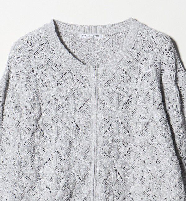 BEAUTY&YOUTH UNITED ARROWS「【WEB限定 Wardrobe DAILY MINIMAL】レース ジップカーディガン ウォッシャブル」|カーディガン|