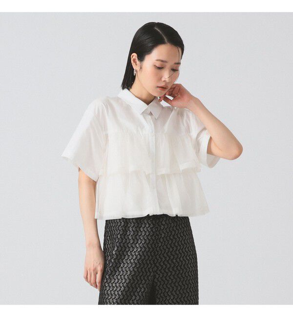 Ray BEAMS 「シアー ティアード クロップド シャツ」|シャツ・ブラウス|