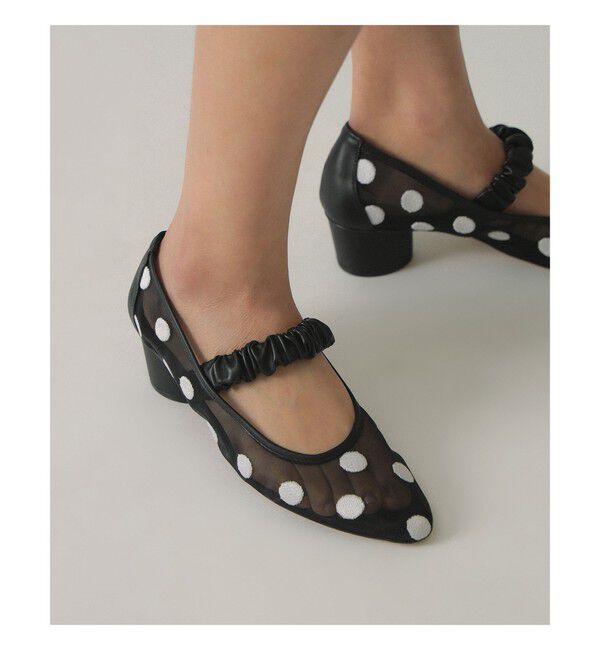 Ray BEAMS 「 ドット メッシュ パンプス」|パンプス|BLACK