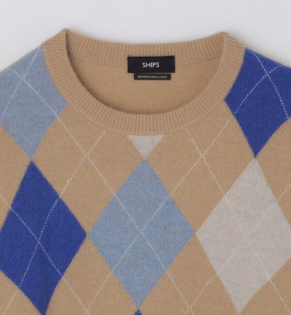 SHIPS「SHIPS: 12G イタリー ヤーン アーガイル クルーネック ニット プルオーバー」|ニット・セーター|