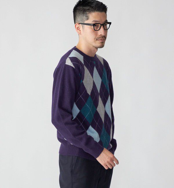 SHIPS「SHIPS: 12G イタリー ヤーン アーガイル クルーネック ニット プルオーバー」|ニット・セーター|