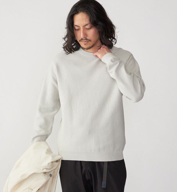 SHIPS「SHIPS: 〈洗濯機可能〉SOLOTEX(R) 7ゲージ コットン ピケ クルーネック ニット」|ニット・セーター|