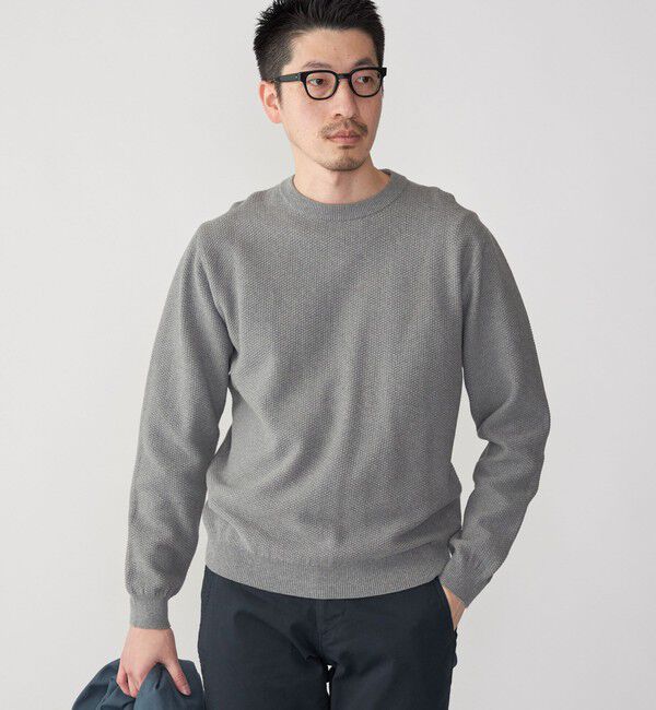 SHIPS「SHIPS: 〈洗濯機可能〉SOLOTEX(R) 7ゲージ コットン ピケ クルーネック ニット」|ニット・セーター|